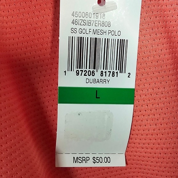 IZOD Golf Mens Dubarry Coral Mesh Polo Shirt 46IZSIB7ER808 Large NWT New - Picture 4 of 7